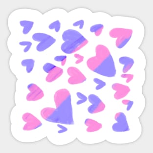 Purple pink watercolor heart pattern Sticker